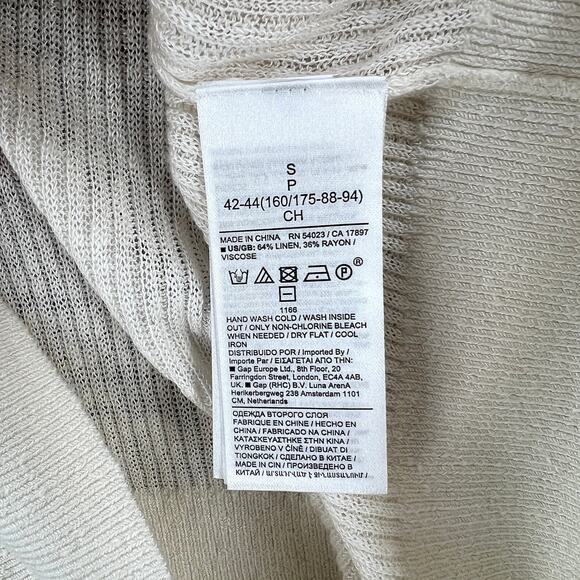 BANANA REPUBLIC Eliza LInen Blend Muscle Tank Top Small Cream Sleeveless Ribbed - Picture 11 of 14